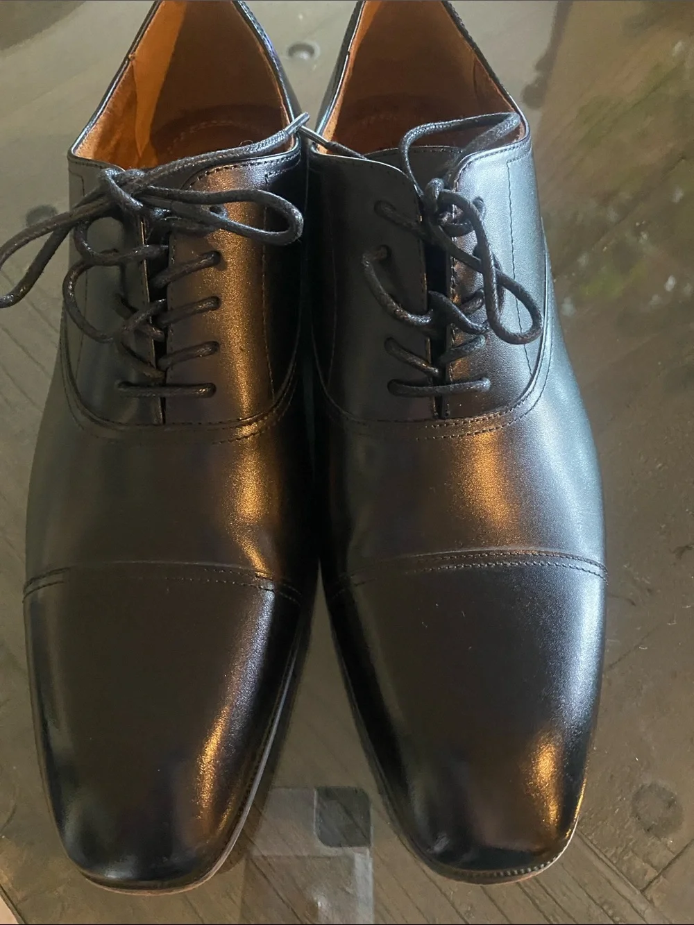 Florsheim Black Leather Cap-Toe Derby Oxfords